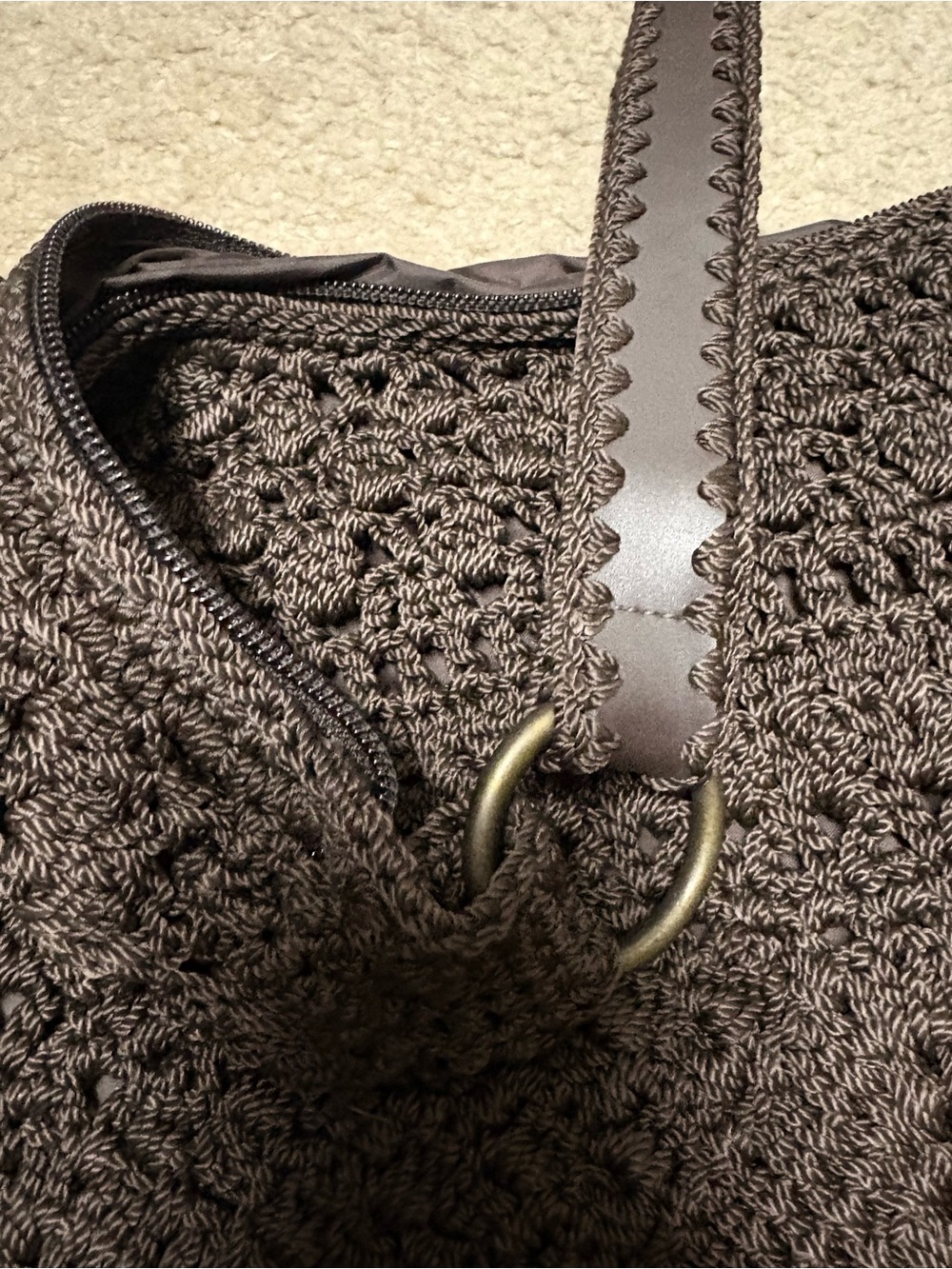 The Sak Brown Crochet-Trim Hobo with Antiqued Hardware Detail - Picture 4 of 8